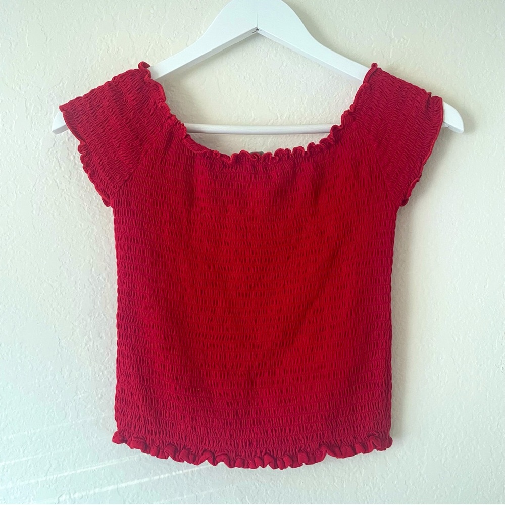 Brandy Melville Charlene Smocked Red Crop Top